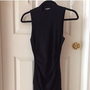 Mock neck sleeveless black dress